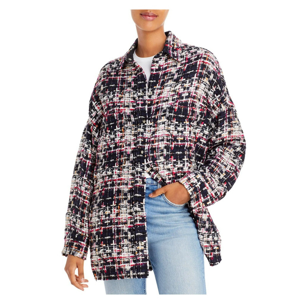 NWT IRO Ferry Women's Over Shirt Black/Red Oversize Tweed Jacket Size 40 - US 8